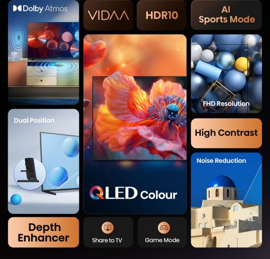 Hisense QLED TV 40" 40A5Q, FullHD, Smart TV, VIDAA OS, QLED Colour, Dolby Atmos, Smanjenje šuma, Dvostruka pozicija