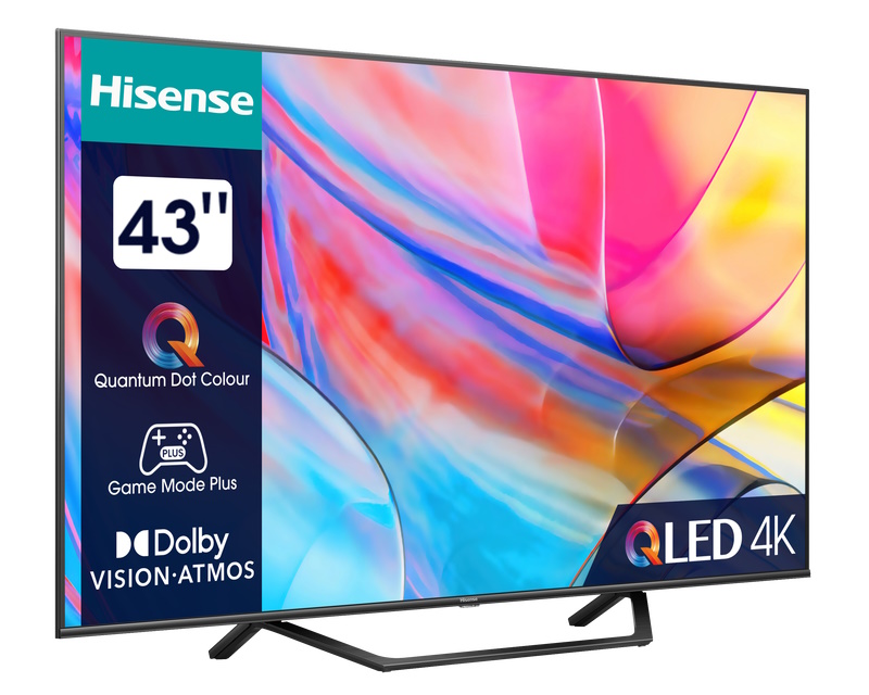 Hisense QLED TV 43" 43A7KQ, 4K Ultra HD, Smart TV, VIDAA U6, Quantum Dot Colour, HDR10+, Dolby Vision **MODEL 2023**