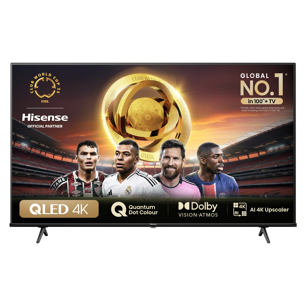Hisense QLED TV 43" 43E7NQ, 4K Ultra HD, VIDAA OS Smart TV, Quantum Dot Colour, Dolby Vision, Dolby Atmos, 4K AI Upscaler, HDR10+
